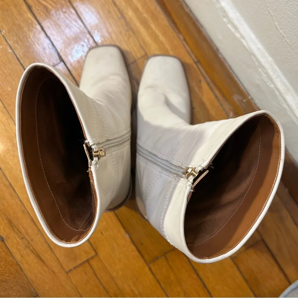 Franco Sarto Cream Leather Heeled Stevie Boots - Picture 5 of 11